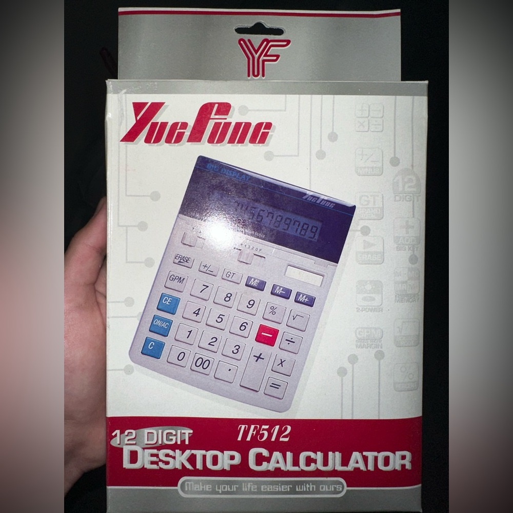White and Blue Desktop Calculator